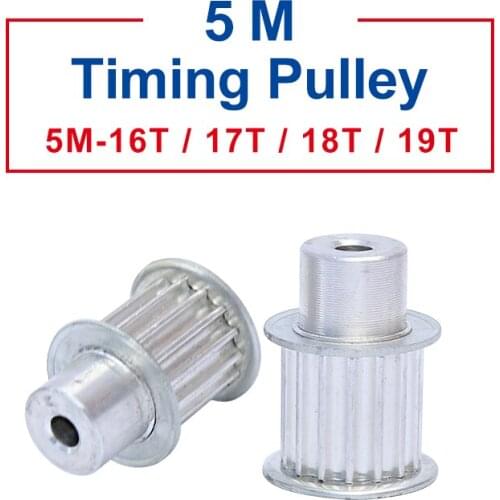 Timing Pulley 5M-16T/17T/18T/19T Aluminum Material Pulley Process Hole 6/8 mm Slot Width 21/27 mm For HTD5M-20/25 mm Timing Belt