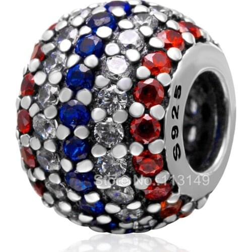 10.2*7.9mm 7 Colors CZ Zircon Micro Pave 100% Authentic 925 Sterling Silver European Charm Beads For DIY Fine Jewelry SZPB237