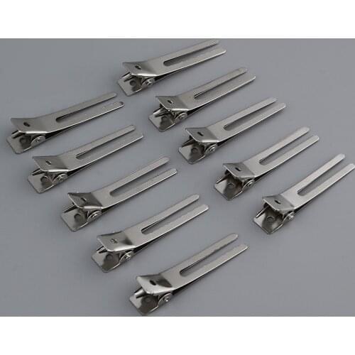 10pcs a lot Ladies Barrettes Metal Double Prong Alligator DIY Hair Clips Beak Bow Craft Supplies 45mm Wholesale