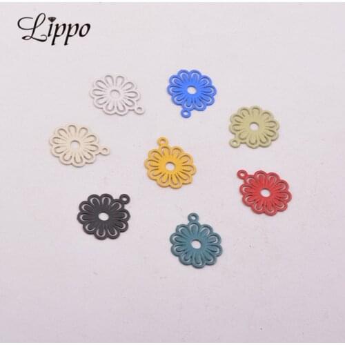 100pcs AC3414 10*12mm Small Flower Charms Connectors