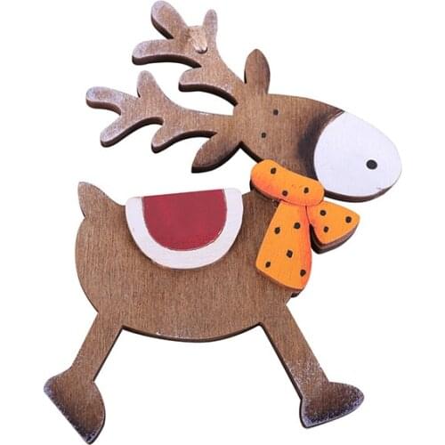 2021 New Christmas Tree Decorations Cute Wooden Deer Ornaments Xmas Tree Decoration Hanging Pendant Home Decore
