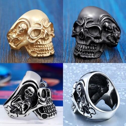316L Big CZ Claw Skull Mens Calvarium Punk Vintage Ring Gothic High Quality Stainless Steel Biker Rings Motorcycle jewellery