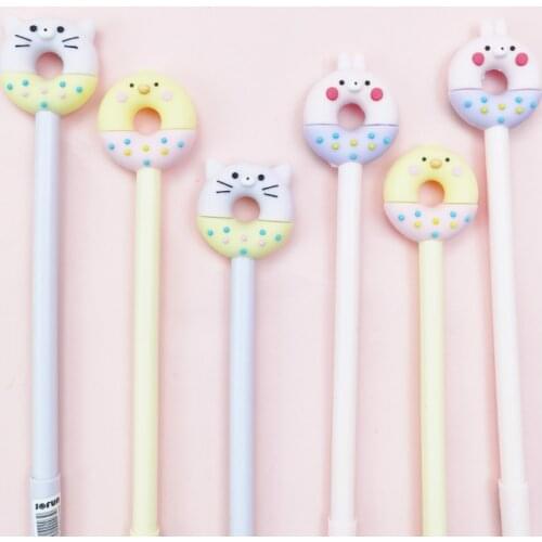 36PCS Creative Cartoon Student Writing Gel Pens 0.5mm Black Water Pen Lovely Soft Glue Pen Stationary