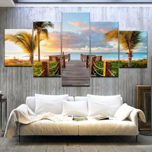 No Framed Mountain Lake Landscape Deer Forest 5 Pcs Canvas Picture Print Wall Art Canvas Painting Wall Decor for Living Room