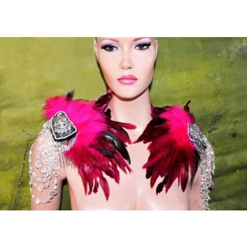 Free shipping, handmade feather shoulder epaulettes with applique #FSP19002