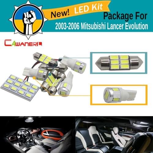 Cawanerl Car Interior Dome Map Trunk License Plate Lamp 5630 LED Bulb LED Kit White For Mitsubishi Lancer Evolution 2003-2006