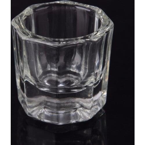 2Pcs Popular Octagonal Glass Cup Dappen Dish for Arcylic Nail Art Liquid Powder Tools