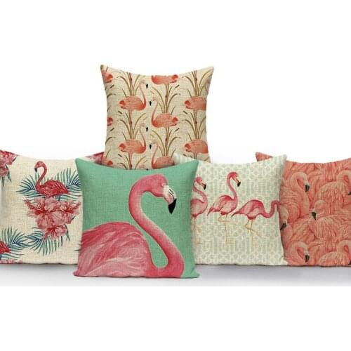 ZXZXOON Decorative Throw Pillow Case Flamingo Cushion Cover For Sofa Home Capa De Almofadas 45x45cm