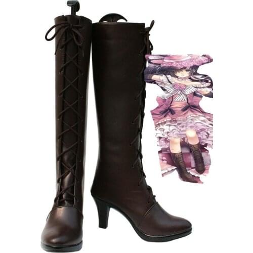 Black Butler Female Ciel Shoes Cosplay Kuroshitsuji Ciel Pink Dress Cosplay Boots High Heel Shoes Custom Made
