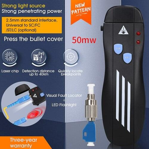 COMPTYCO High Quality mini Laser Source Fiber Optic Cable Tester 5/10/20/30/50KM Visual Fault Locator SC/FC/ST