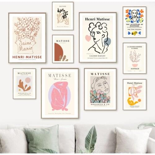 Henri Matisse Abstract Line Face Coral Leaves Wall Art Print Canvas Painting Nordic Poster Decoration Pictures For Living Room