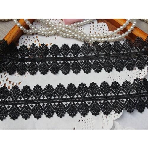 4cm 1.57inch wide (15yards/lot) Black Lolita Embroidered Venise Lace Trim Water Soluble Lace Trim for Garment Decoration