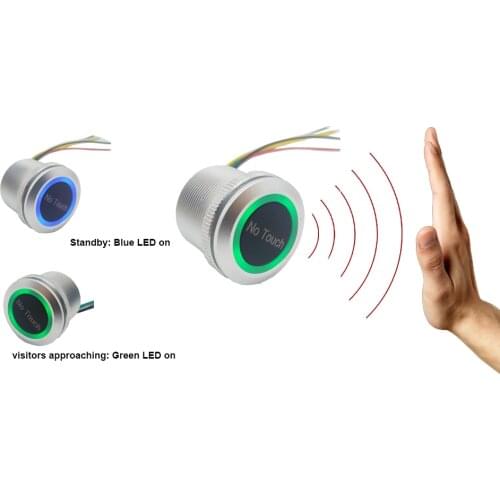 Mini Metal Infrared exit button No touch Release button waterproof IP68 5-10cm IR distance used in used on door open