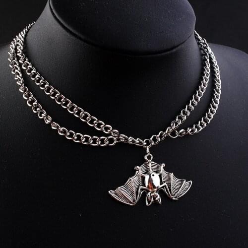 1 PC Halloween Punk Necklace Black Bat Animal Octopus Multilayer Layered Pendant Necklace For Women Men Jewelry Gift
