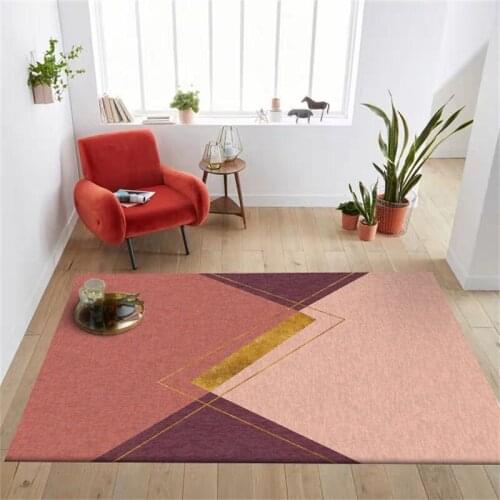 Fashion modern geometric Fuchsia bedroom carpet living room Door mat Bedside plush rug custom made non-slip floor mat