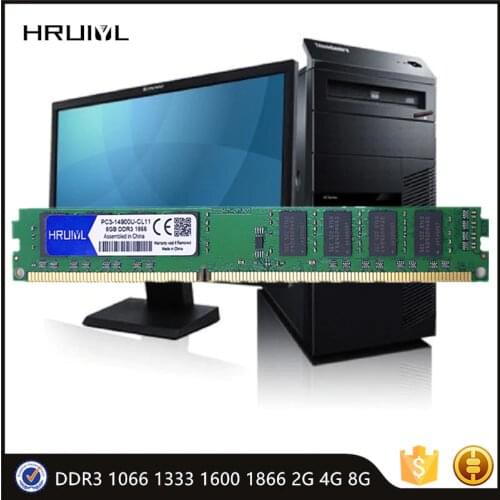 HRUIYL PC Computer PC3-8500 10600 12800 14900U DIMM Memory Sticks DDR3 1066 1333 1600 1866MHZ 2G 4GB 8GB 240Pin Desktop Ram New