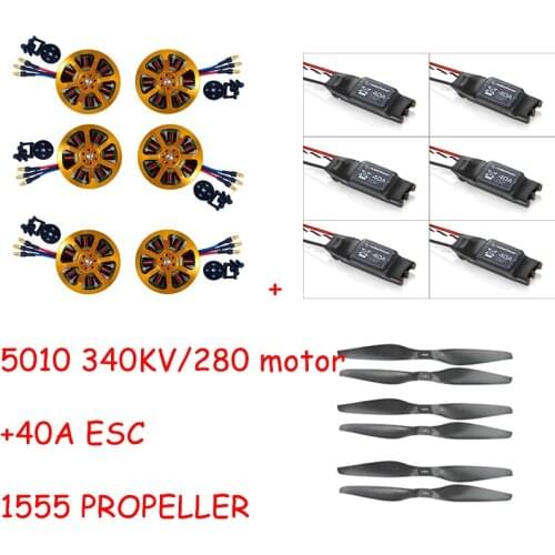 6pcs Brushless Outrunner Motor 5010 340KV/280KV with 40A ESC 1555 Propeller for Agriculture Drone