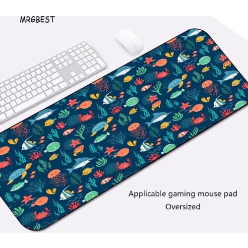 MRGBEST Large Gaming Mousepad In Stock Beautiful Fish Picture Thermal Transfer Nature Rubber Desk Mat for Gaming