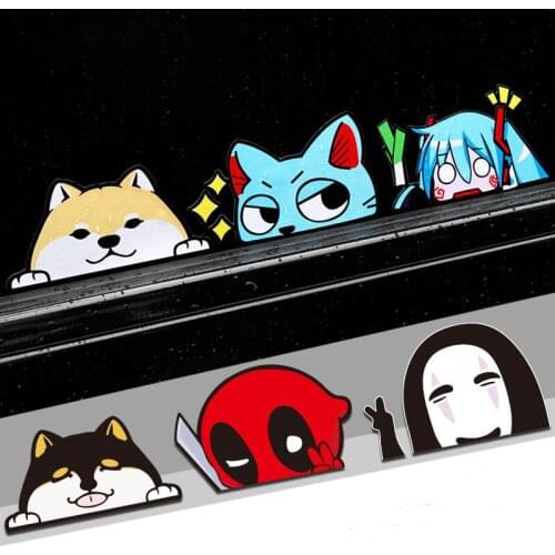Cartoon Window Car Stickers Vinyl Peeping Decal Anime Japan Miyazaki Auto Tuning Accessories Styling 12cm
