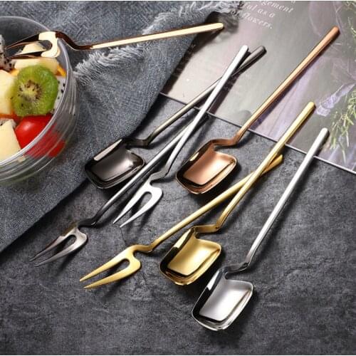 Stainless coffee stirring Small spoon hanging cup spoon dessert fruit fork coffe spoon cute stainless steel forks mini spoon