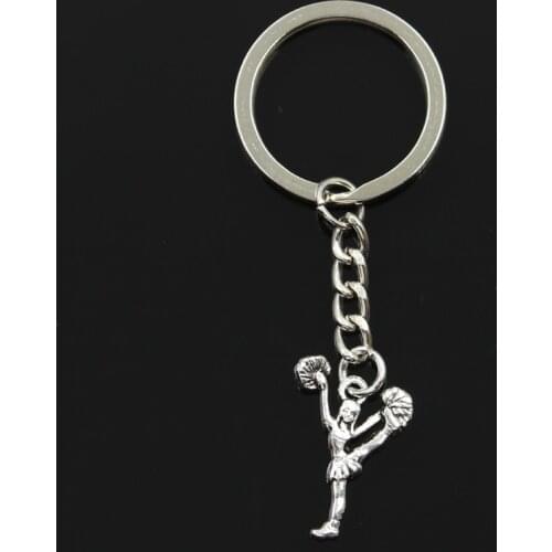 New Fashion Keychain 26x17mm Cheerleaders Cheering Dance Pendants DIY Men Jewelry Car Key Chain Ring Holder Souvenir For Gift