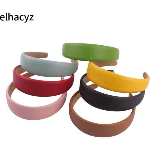 1PC 2021 New PU Leather Headband Chic Hairband Fashion Headwear Elegant Women Girls Hair Accessories Faux Leather Hair Hoop