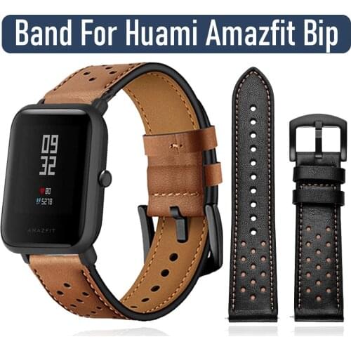 Genuine Leather Watchband for Huami Amazfit Bip Watch Band for 20mm 22mm Smart Watch Wrist Strap Bracelet Belt Accessories Bands