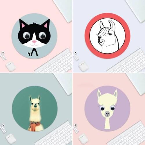 Animal Alpaca Rubber Keyboards Mat Gaming mousepad Desk Mat Mice Retail Mousepad Desk Table Protect Game Office Work Round