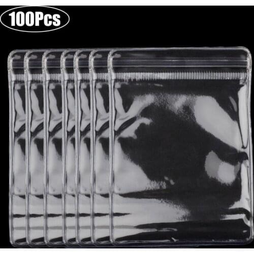 100pc Self Seal Plastic Pack Zipper Lock Bags Clear Pvc Antitarnish Storage Pouch Zip Transparent Anti Oxidation Lock Poly Pouch