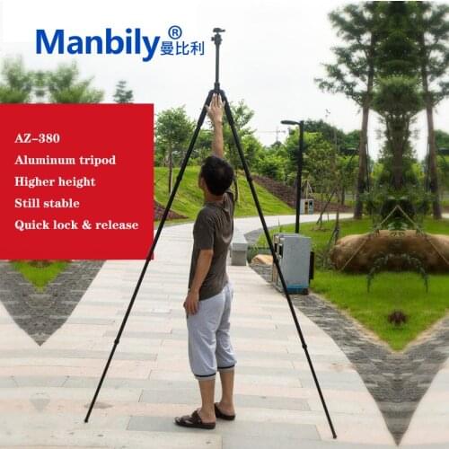Manbily AZ-380 Aluminum Tripod 102'' Photography Camera Projector Mount Invertible Center Column Monopod Ballhead Quick Lock