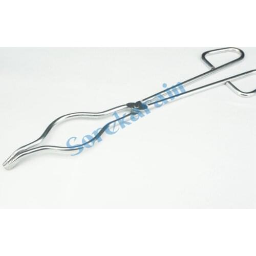 350mm Length Stainless Steel Crucible Tongs Bent Beaker Hold Melting Dish Holder Labware