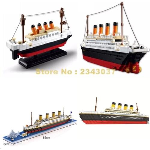 Titanic Ship (0577 0576 Medium Particles)(9913 9389 Small Particle Diamond Mini) Building Blocks Toy
