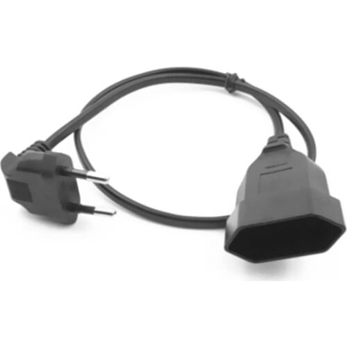 1Pcs Europea Round 90 Degree Male Plug To Female Socket Power Extension Cable For UPS PDU 0.6M EU 2Pin Bend Angled Cord
