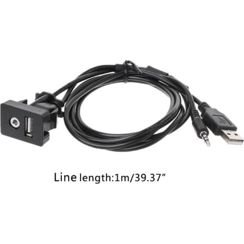 Car 1M 3.5mm AUX USB Extension Cable Panel Headphone Male Jack Flush Mount Adapter for Toyota Reiz Carola Camry dropshipping