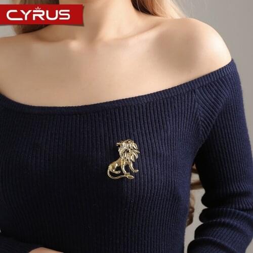Vintage Fashion Lion Brooches Couple Brooch Gold Color Statement Spilla Pins Metal Art Nouveau Simple Luxury Brooch Pusheen