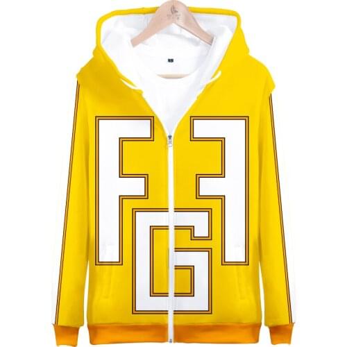 WAMNI Zipper Hoodie Sweatshirt Fashion Japanese Anime Cosplay Hip Hop 3D Hoodie Yellow Hoodie Harajuku Zipper Sweatshirts
