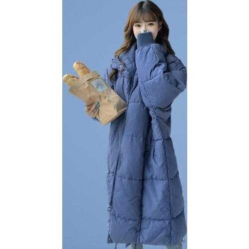 Women Winter Coat Korean Style Plus Size Loose Thicken Warm Parkas 2021 Long Sleeve Straight Female Mid-length Overcoat Abrigos