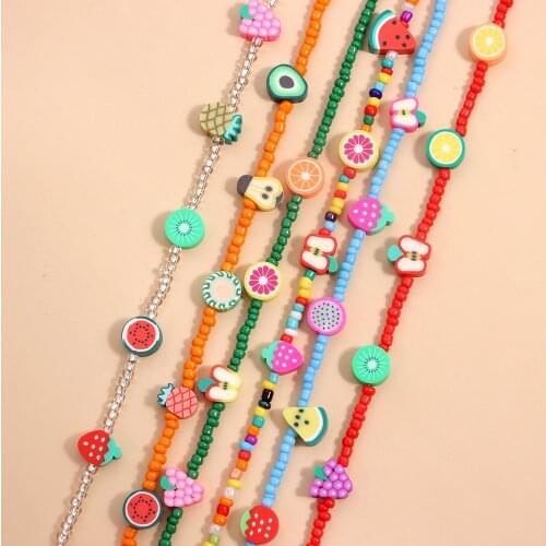 New Ethnic Sweet Candy Color Resin Fruit Beads Necklace For Women Girls Soft Clay Choker Collares Necklace Summer Beach Jewelry