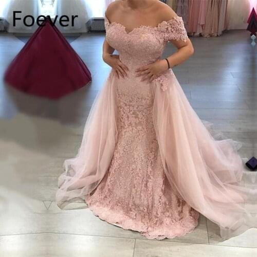 New 2019 Off Shoulder Prom Dresses Long with Appliques Flowers V-Neck Formal Off Shoulder Blue Evening Dresses Prom Dress