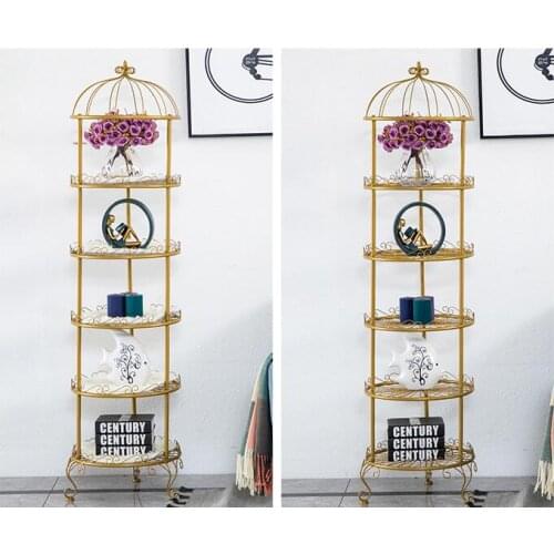 Golden birdcage shoe display shelf floor craft iron storage clothing store bag window storage