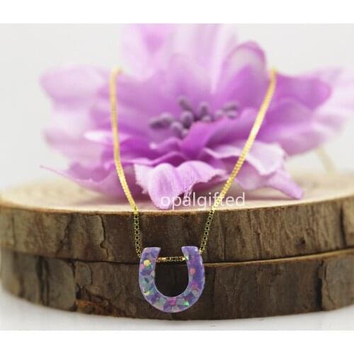 1pc/lot) Promotion! Free shipping 925 Sterling Silver 10mm Horse Shoes Opal Necklace op38 purple Opal Necklace for women & Gift
