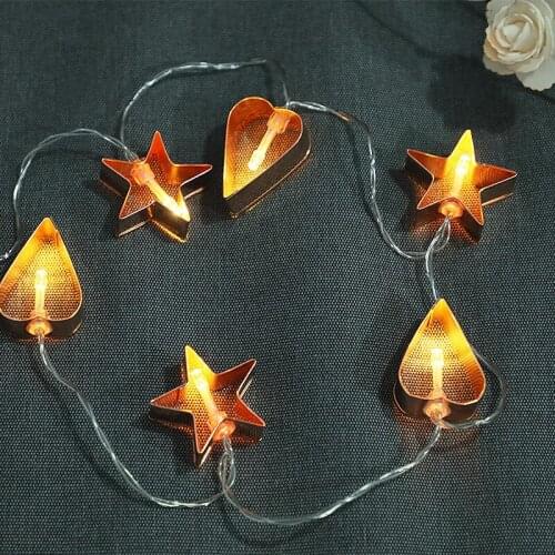 100M/lot Led Wrought Iron Five-Pointed Star Lovely Lighting Chain Decorative Lamp Rose Gold Christmas