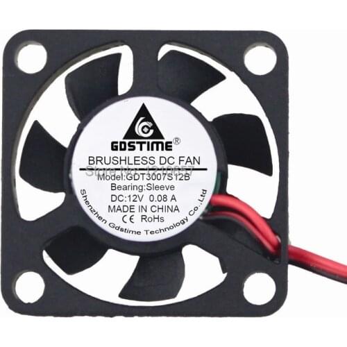 100PCS LOT 2Pin 30 x 30 x 7MM 30mm 3CM 3007S 12V DC Brushless Cooling Fan