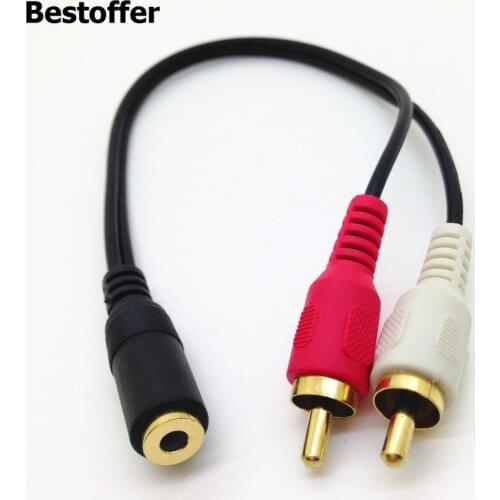 200 Pieces/pack 3.5mm Female to 2 Male RCA Plug jack stereo Audio Y cable Adapter Cord