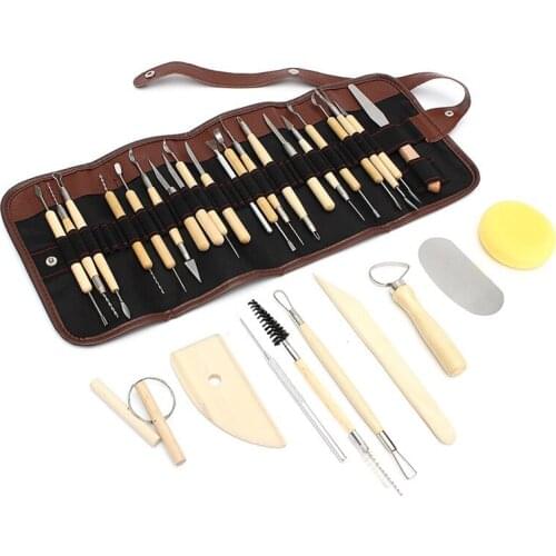 30pcs/Set Pottery Clay Sculpture Carving Modelling Ceramic Wooden Tools Kit DIY Craft For Home Handwork Supplies Carving Tool