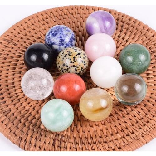 5 pcs/Set Crystal Ball Undrilled Beads 25mm Natural Stone Mixed Sphere Chakra Crystal Quartz Healing Reiki Craft Home Decorative