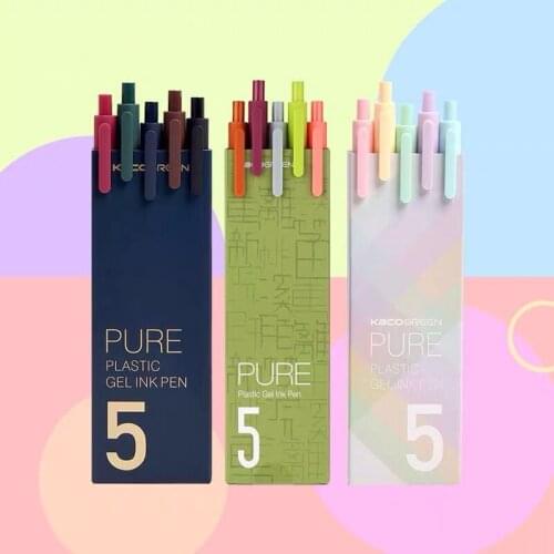 5pcs/lot Vintage Series 0.5mm Pure Plastic Gel Ink Pen Press Style Watercolor Pen School Office Accessories Stationery