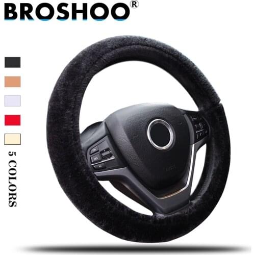 BROSHOO Car Interior Accessories Warm Plush Non-slip Car Steering Wheel Cover For Renault Megane Scenic For Peugeot 408 407 5008