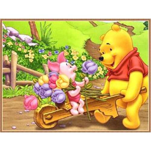 2021 New 5D DIY Full Round Diamond Painting Cartoon Bear Cross Stitch 3D Embroidery Rhinestone Mosaic Home Decor Art Y529