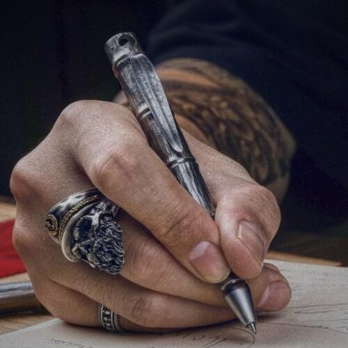Bamboo Tactical Pen Titanium Engraving Edition Portable Writing Broken Window Self-help Multi-function Defense Pen Ceremony EDC